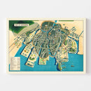 Vintage Map of Hiroshima, Japan 1947