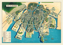 Vintage Map of Hiroshima, Japan 1947