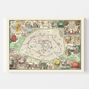 Vintage Map of Paris, France 1937