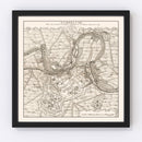 Vintage Map of Pamplona, Spain 1719