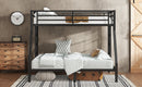 Metal Twin over Full Bunk Bed for Teens and Adults,Space-Saving/Noise Reduced/No Box Spring Needed, Black