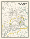Vintage Map of Saigon, Vietnam 1968