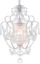 White Mini Crystal Chandelier Ceiling Light 1 Light Fixture
