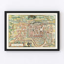 Vintage Map of Weimar, Germany 1582