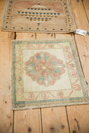 1.5x1.5 Vintage Distressed Oushak Square Rug Mat
