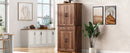 K&K 71' Tall Kitchen Pantry Cabinet with 3 Pull Out Cabinet Organizers, Farmhouse Embossed Texture Storage Cabinet with 6 Door Shelves, 2 Drawers, Freestanding Cupboard for Kitchen, Dining Room Brown