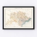 Vintage Tonkin, Vietnam Map 1889