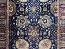 Indo Persian Runner 2.8 x 18, Long Skinny Hallway Wool Runner Rug, Hand Knotted Vintage Floral Allover Traditional Runner Dark Blue Burgundy
