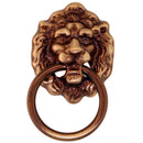 Solid Brass Lion's Head Pull Antique Finish with Duncan Phyfe Design, 1-5/8" x 2" Plate, Adds Regal Elegance