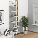 Marble White 6 Tier Ladder Shelf Bookcase Wall Mounted