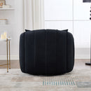 40.35'W Upholstered Oversized 360° Swivel Accent Barrel Chair and Half Cozy Sofa with 3 Pillows, Velvet Channel Tufted Pumpkin-Shape Club Armchair for Living Room, Bedroom, Office, Lounge, Black