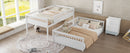 Full XL over Queen Bunk Bed with Ladder and Guardrails, White