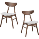 Wooden Dining Table Set, Modern Simple Design Round Kitchen Table and Fabric Upholstered Dining Chairs for Dining Room, Kitchen, Saving Space(1 Table with 4 Chairs),Walnut