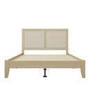 Solid Wood Platform Queen Bed With Rattan