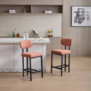 Bar Stools Set of 2, 26 inch Modern Upholstered Fabric Counter Height Barstools, Kitchen Island Chairs with Black Metal Legs for Dining Room/Kitchen Island/Bar