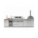 Blazon 128-Inch 6-Burner 120K BTU Outdoor Kitchen Island With Pizza Oven, Rotisserie & Refrigerator (SAK75770)