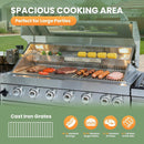 Blazon 128-Inch 6-Burner 120K BTU Outdoor Kitchen Island With Pizza Oven, Rotisserie & Refrigerator (SAK75770)