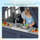 Blue Outdoor Kids Playhouse With Kitchen Doorbell Panel