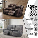 Dark Grey Velvet 8 Piece Reclining Loveseat Slipcover