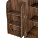 K&K 71' Tall Kitchen Pantry Cabinet with 3 Pull Out Cabinet Organizers, Farmhouse Embossed Texture Storage Cabinet with 6 Door Shelves, 2 Drawers, Freestanding Cupboard for Kitchen, Dining Room Brown