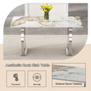 Table and chair set.63*31.4 Inch Pandora Patterned Sintered Stone Dining Table Set - 4 Black PU Chairs With Silver Metal Legs.Modern Light Luxury.Perfect For Dinner Room,Meeting Room,Kitchen,etc.