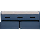 Rustic Storage Bench with 2 Drawers, Hidden Storage Space, and 3 False Drawers at the Top, Shoe Bench for Living Room, Entryway (Navy)