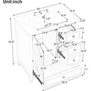 30' Bathroom Vanity with Sink, Bathroom Vanity Cabinet with Three Drawers and Door, Solid Wood and MDF, White