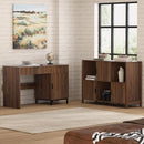 Brown 47 Inch Fluted Executive Desk Charging Station