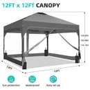 Ainfox 12ft x12ft Pop Up Canopy With 4 transparent sidewalls Outside Canopy with Wheeled Carry Bag, Bonus 8 Stakes and 4 Ropes