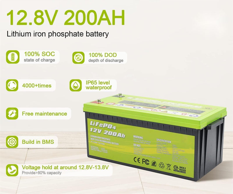 12V 200Ah LiFePO4 Deep Cycle Lithium Battery