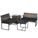 Ainfox 4 Piece Outdoor Patio Furniture Set with Ice Cooler Storage Box & Coffee Table for Outside, Garden, Balcony, Porch