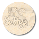 Unfinished Wood Let's Get Salty Door Sign Kit | Wood Craft Cutouts | 1/4" Thick |