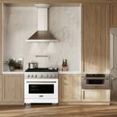 ZLINE 36"Paramount Dual Fuel Range Stainless Steel, White Matte, SDR-WM-36