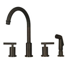 Two-Handles Copper Widespread Kitchen Faucet with Plastic Side Sprayer