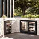 ZLINE 24" Touchstone Dual Zone 44 Bottle Wine Cooler Black Matte Glass Door Champagne Bronze Handle RWDOZ-BLM-24-CB