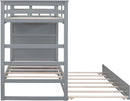Natural Gray Twin Bunk Bed With Trundle And Stairs