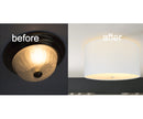 16"W Moderne Flush Mount Conversion Kit  White Linen Drum Lampshade