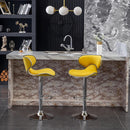 Masaccio Velvet Adjustable Swivel Bar Stool Set Of 2 Yellow