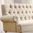 Beige Linen Loveseat Sofa With Sinuous Spring Support