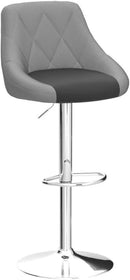 Height Adjustable Grey PU Leather Bar Stools Set Of 2