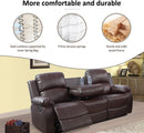Leather Recliner Sofa Set Brown 3 Seater And Loveseat