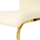 Modern Light Yellow PU dining chair Living room chair Upholstered chair, gold metal chair leg design, kitchen, living room, bedroom, dining room side chair (Set of 4)