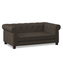 Elegant Rectangular Pet Bed for Small and Medium Dogs, Durable Elevated Dog Sofa Bed, Modern Linen Fabric - Dark Brown