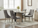 Rayon Cloth Flocking Chenille Dining Chairs Channel Kitchen Dinner Chair Comfy Fabric Upholstered Accent Chair for Dining Room with Silver Brushed Stainless Steel Legs,Set of 2 (Gray), SW1747GY