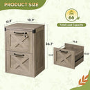 2 Drawer File Cabinet With Lock Gray Oak Farmhouse Home Office Printer Stand Fits Letter A4