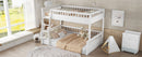 Full XL over Queen Bunk Bed with Ladder and Guardrails, White