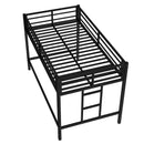 Twin Size Metal Loft Bed, Loft Bed with Easy Climbing Ladder and Guardrails for Kids, Black