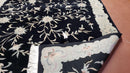 6x9 Vintage Black Gray Chinese Rug 120 Lines Wool Carpet Floral Design Hand-Knotted Soft Pile Entryway Rug Foyer Rug Nice