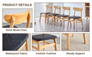 Cozy Natural Wood Color Rubberwood Dining Chair Set - 8 Pieces, Solid Wood and Rattan-Style Design, Small Curved Back, PU Cushion, And Beautiful Shape Match Perfectly With Any Room And Everyday Use.