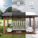 [12X14] Alora Heavy-Duty Outdoor Hardtop Wood Frame Gazebo Canopy With Metal Roof & Curtains (SAK43625)